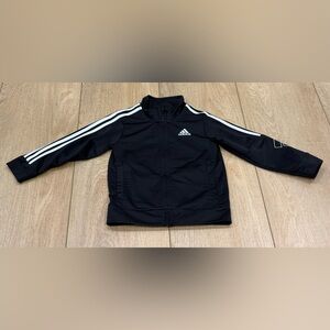 Adidas Toddler Track Jacket Black White 3-Stripe Zip Up Size 24M